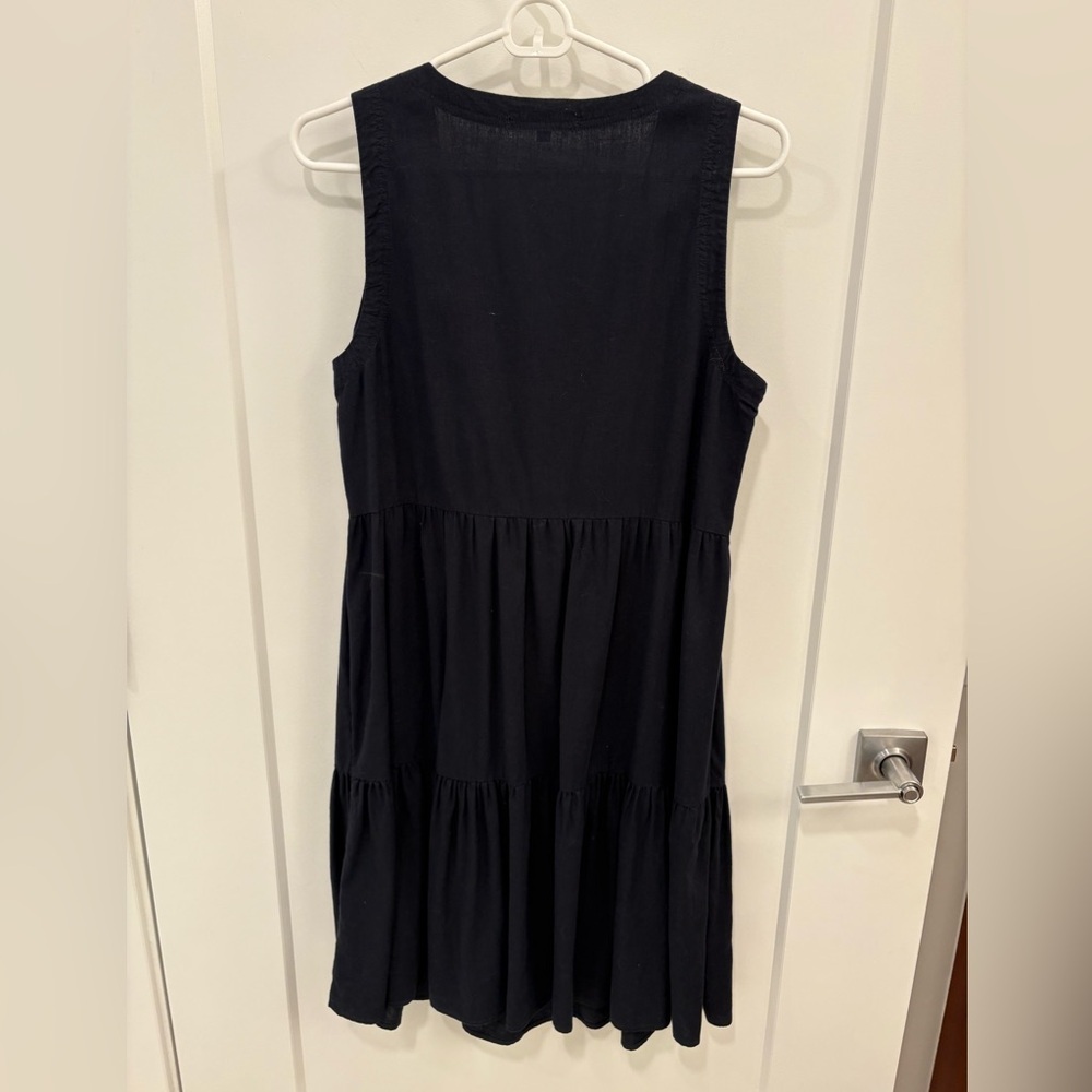 Matty M. Sleeveless Navy Blue Tiered Linen Blend Dress Size Small - Picture 9 of 12